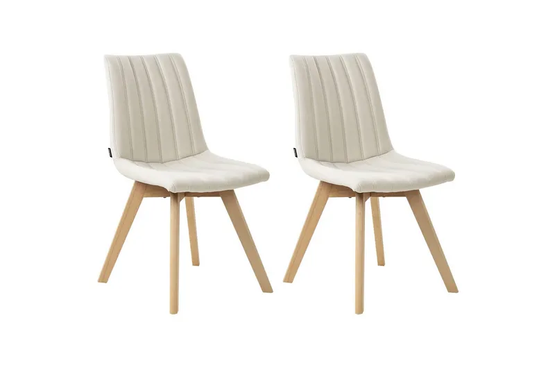 Sett med 2 spisestuestoler Calgary, Hvit, lyst tre