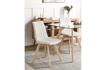 Sett med 2 spisestuestoler Calgary - Hvit, lyst tre - Møbler - Stoler - Spisestuestoler & kjøkkenstoler