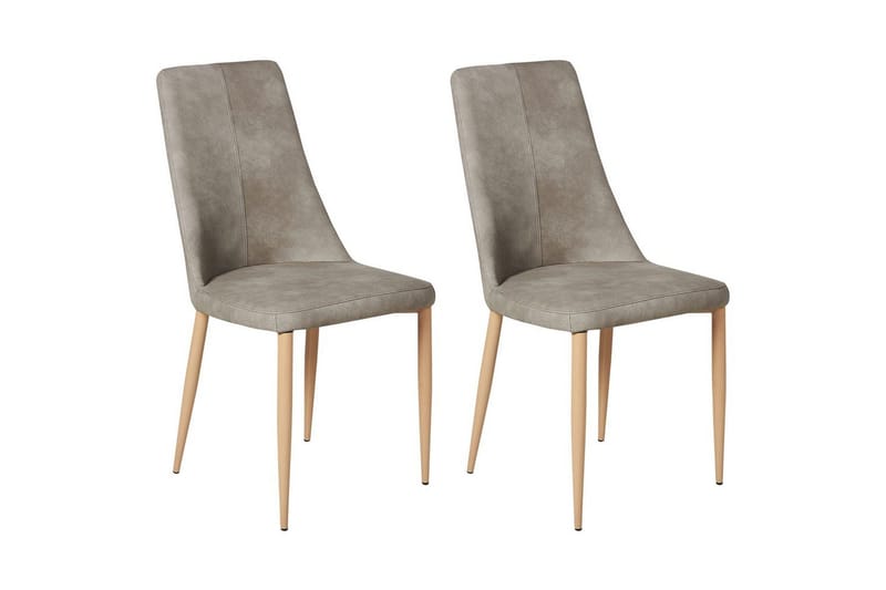Sett med 2 spisestuestoler Clayton, Grå, lyst tre