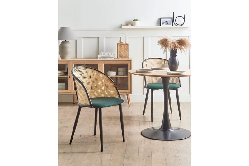 Sett med 2 spisestuestoler Cornell - Grønn, svart, lyst tre - Møbler - Stoler - Spisestuestoler & kjøkkenstoler