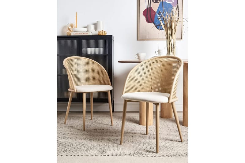 Sett med 2 spisestuestoler Cornell - Lyst tre, beige - Møbler - Stoler - Spisestuestoler & kjøkkenstoler
