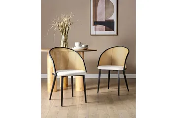 Sett med 2 spisestuestoler Cornell - Svart, beige, lyst tre - Møbler - Stoler - Spisestuestoler & kjøkkenstoler