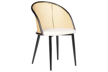 Sett med 2 spisestuestoler Cornell - Svart, beige, lyst tre - Møbler - Stoler - Spisestuestoler & kjøkkenstoler