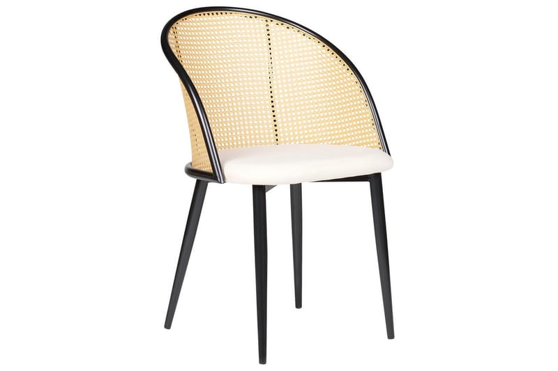Sett med 2 spisestuestoler Cornell - Svart, beige, lyst tre - Møbler - Stoler - Spisestuestoler & kjøkkenstoler