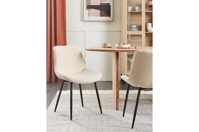 Sett med 2 spisestuestoler Dubrovnik - Beige, svart/Bouclé - Møbler - Stoler - Spisestuestoler & kjøkkenstoler