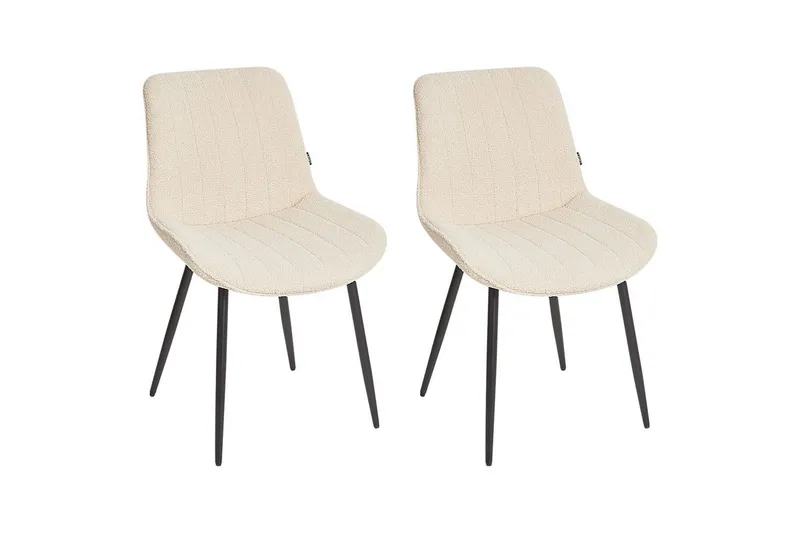 Sett med 2 spisestuestoler Dubrovnik - Beige, svart/Bouclé - Møbler - Stoler - Spisestuestoler & kjøkkenstoler