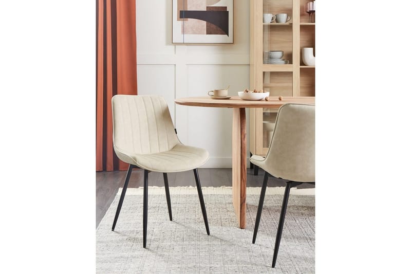 Sett med 2 spisestuestoler Dubrovnik - Beige, svart/kunstkinn - Møbler - Stoler - Spisestuestoler & kjøkkenstoler