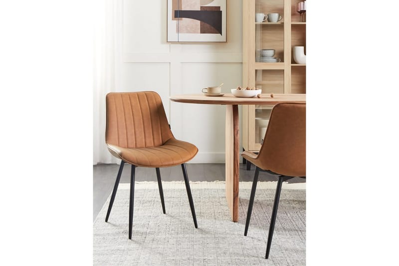 Sett med 2 spisestuestoler Dubrovnik - Brun, Svart/Kunstlær - Møbler - Stoler - Spisestuestoler & kjøkkenstoler