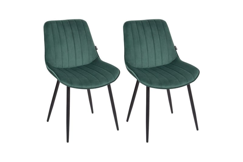 Sett med 2 spisestuestoler Dubrovnik, Grønn, svart/Fløyel