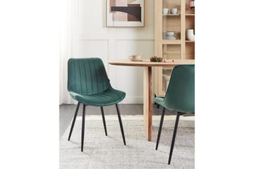 Sett med 2 spisestuestoler Dubrovnik - Grønn, svart/Fløyel - Møbler - Stoler - Spisestuestoler & kjøkkenstoler