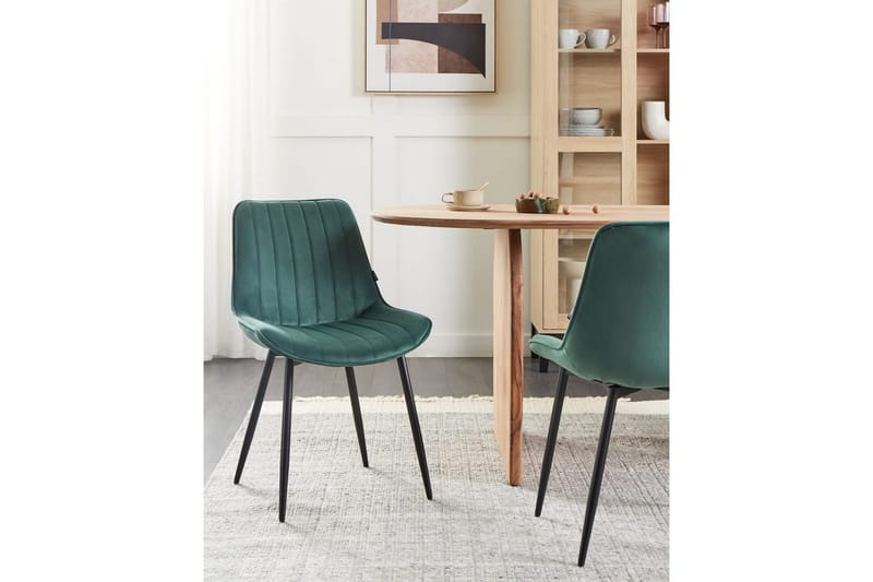 Sett med 2 spisestuestoler Dubrovnik - Grønn, svart/Fløyel - Møbler - Stoler - Spisestuestoler & kjøkkenstoler