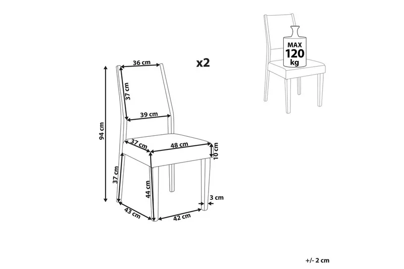 Sett med 2 spisestuestoler Elmira - Møbler - Stoler - Spisestuestoler & kjøkkenstoler