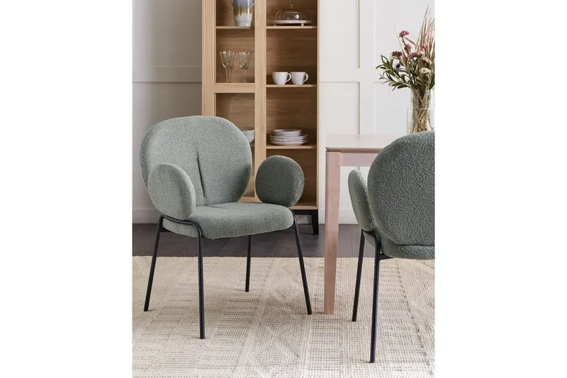 Sett med 2 spisestuestoler Ely - Grønn, svart - Møbler - Stoler - Spisestuestoler & kjøkkenstoler