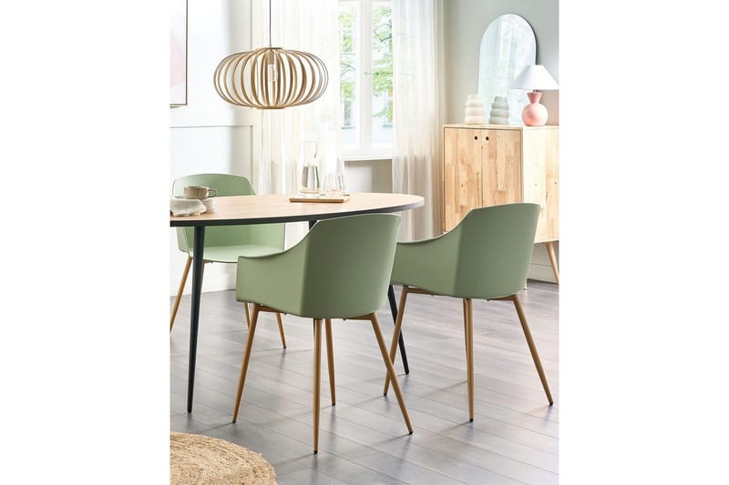 Sett med 2 spisestuestoler Fonda ll - Grønt, lyst tre - Møbler - Stoler - Spisestuestoler & kjøkkenstoler