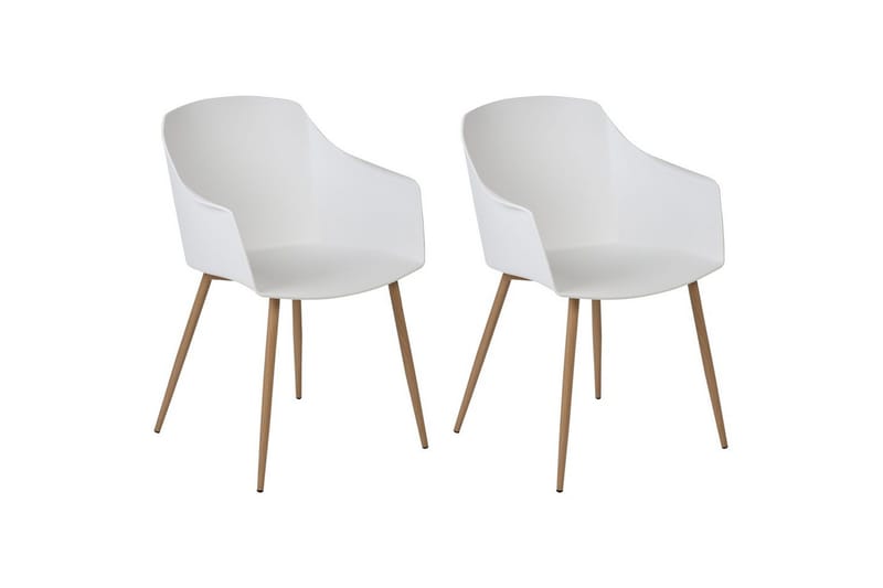 Sett med 2 spisestuestoler Fonda ll, Hvit, lyst tre