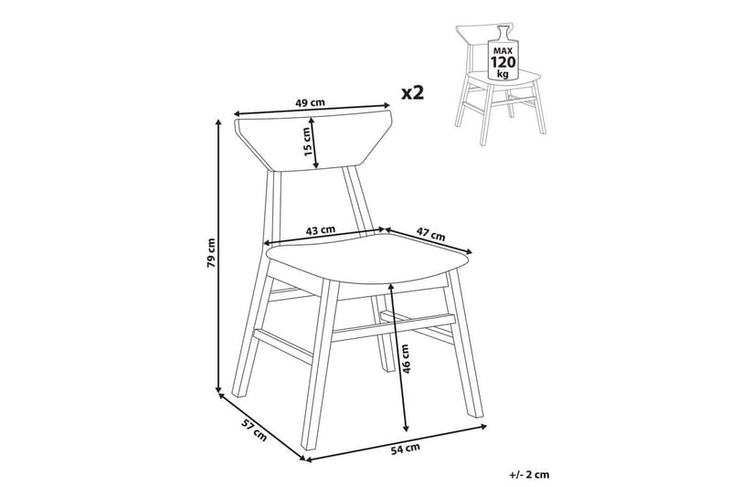 Sett med 2 spisestuestoler Hopkins - Brun, Taupe - Møbler - Stoler - Spisestuestoler & kjøkkenstoler