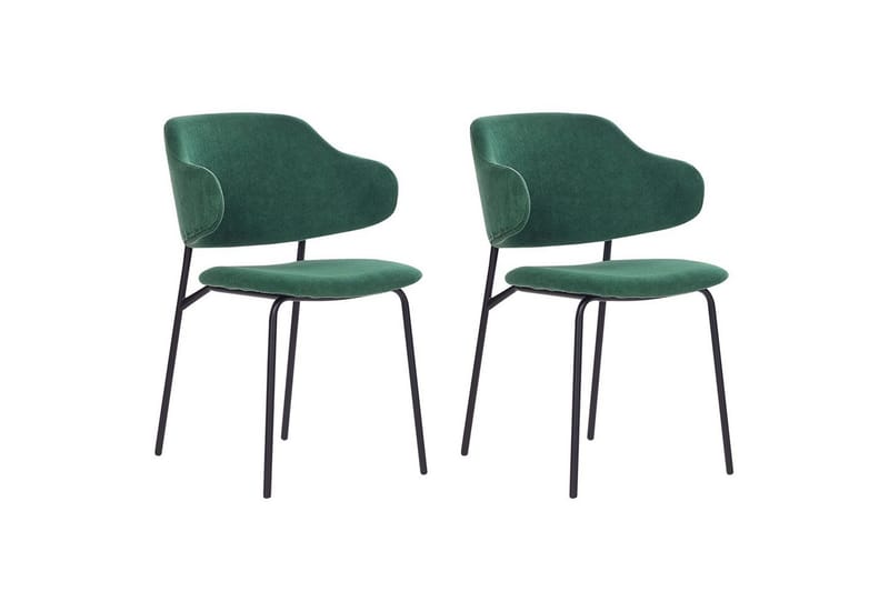 Sett med 2 spisestuestoler Kenai, Grønn, svart, Grønn, Svart