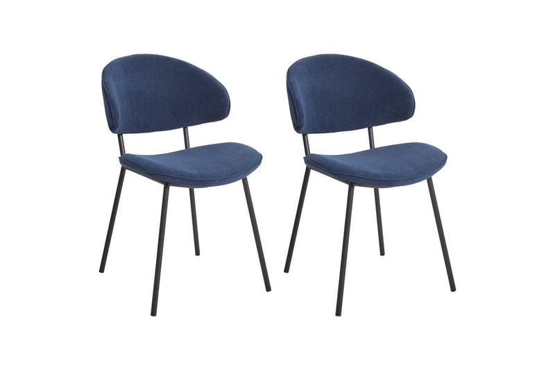 Sett med 2 spisestuestoler Kiana, Blå, Svart