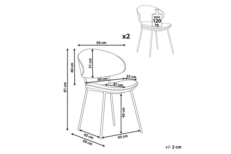 Sett med 2 spisestuestoler Kiana - Brun, Svart - Møbler - Stoler - Spisestuestoler & kjøkkenstoler