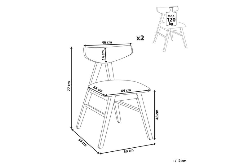 Sett med 2 spisestuestoler Lacota - Brun, grå - Møbler - Stoler - Spisestuestoler & kjøkkenstoler