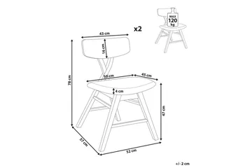 Sett med 2 spisestuestoler Leland - Brun, grå - Møbler - Stoler - Spisestuestoler & kjøkkenstoler