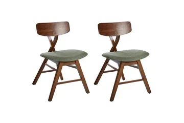 Sett med 2 spisestuestoler Leland - Brun, Grønn - Møbler - Stoler - Spisestuestoler & kjøkkenstoler