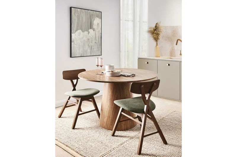 Sett med 2 spisestuestoler Leland - Brun, Grønn - Møbler - Stoler - Spisestuestoler & kjøkkenstoler