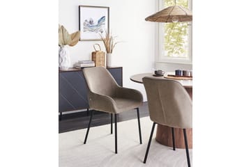 Sett med 2 spisestuestoler Loverna - Beige, svart/Manchesterstoff - Møbler - Stoler - Spisestuestoler & kjøkkenstoler