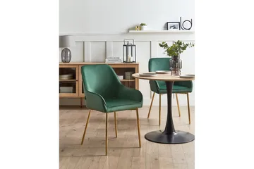 Sett med 2 spisestuestoler Loverna - Grønn, gull/Fløyel, Grønt, gull/fløyel, Grønn, gull/fløyel - Møbler - Stoler - Spisestuestoler & kjøkkenstoler