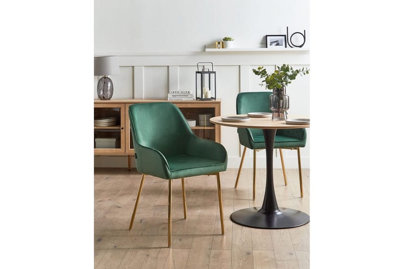 Sett med 2 spisestuestoler Loverna - Grønn, gull/Fløyel, Grønt, gull/fløyel, Grønn, gull/fløyel - Møbler - Stoler - Spisestuestoler & kjøkkenstoler