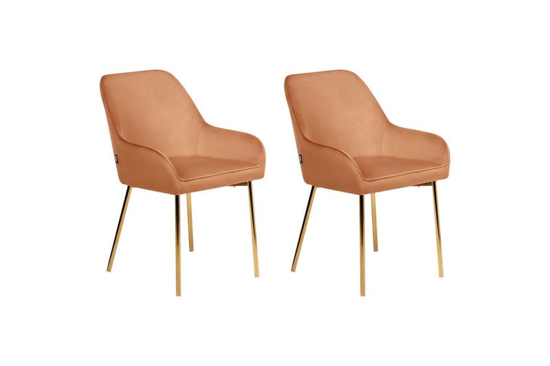 Sett med 2 spisestuestoler Loverna, Oransje, gull/Fløyel