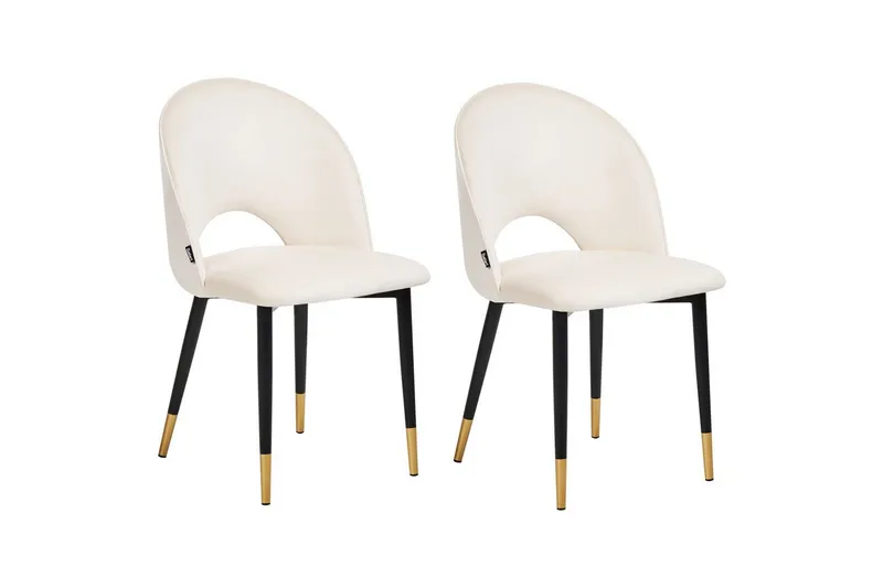 Sett med 2 spisestuestoler Magalia, Beige, svart, gull