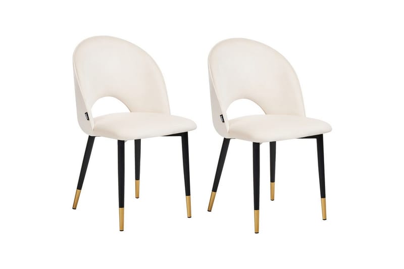 Sett med 2 spisestuestoler Magalia, Beige, svart, gull