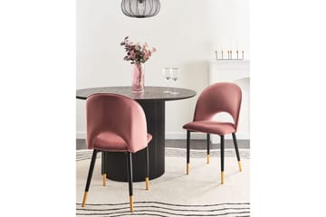 Sett med 2 spisestuestoler Magalia - Rosa, Svart, Gull - Møbler - Stoler - Spisestuestoler & kjøkkenstoler
