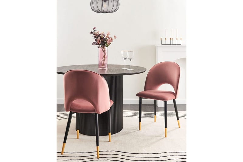 Sett med 2 spisestuestoler Magalia - Rosa, Svart, Gull - Møbler - Stoler - Spisestuestoler & kjøkkenstoler