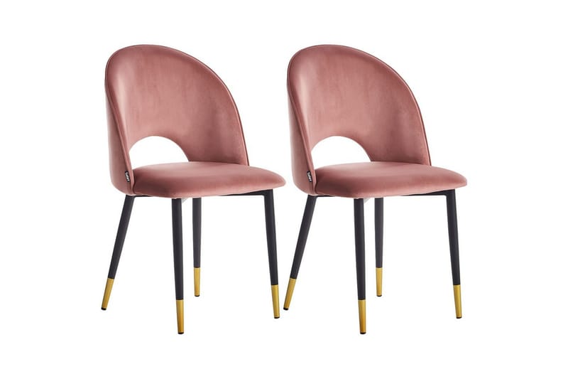 Sett med 2 spisestuestoler Magalia, Rosa, Svart, Gull