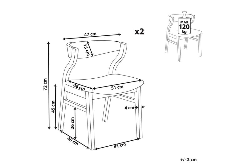 Sett med 2 spisestuestoler Maroa - Grå, mørkt tre - Møbler - Stoler - Spisestuestoler & kjøkkenstoler