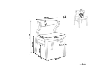 Sett med 2 spisestuestoler Maroa - Lyst tre, beige - Møbler - Stoler - Spisestuestoler & kjøkkenstoler