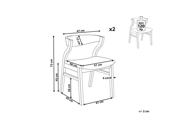 Sett med 2 spisestuestoler Maroa - Lyst tre, beige - Møbler - Stoler - Spisestuestoler & kjøkkenstoler