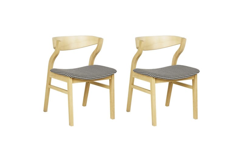 Sett med 2 spisestuestoler Maroa, Lyst tre, svart, hvit