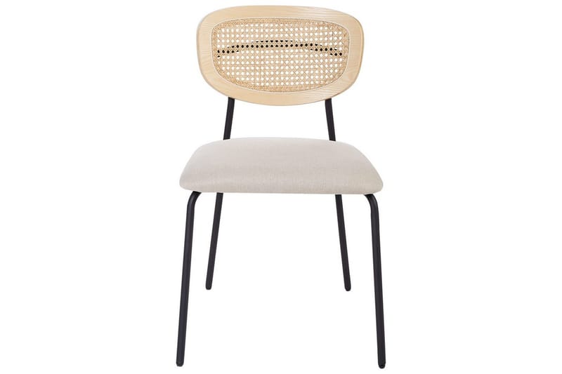 Sett med 2 spisestuestoler Mayetta - Natur, beige, svart - Møbler - Stoler - Spisestuestoler & kjøkkenstoler