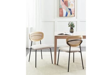Sett med 2 spisestuestoler Mayetta - Natur, beige, svart - Møbler - Stoler - Spisestuestoler & kjøkkenstoler