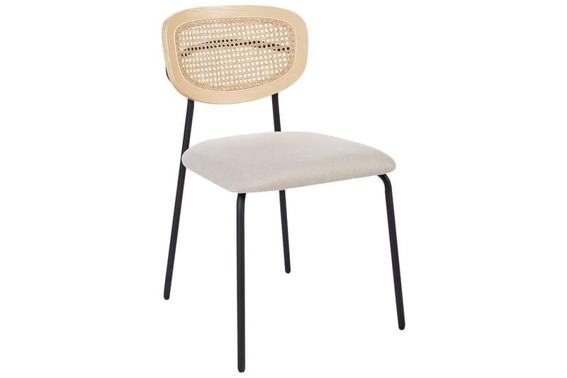Sett med 2 spisestuestoler Mayetta - Natur, beige, svart - Møbler - Stoler - Spisestuestoler & kjøkkenstoler