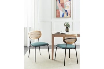 Sett med 2 spisestuestoler Mayetta - Natur, blå, svart - Møbler - Stoler - Spisestuestoler & kjøkkenstoler
