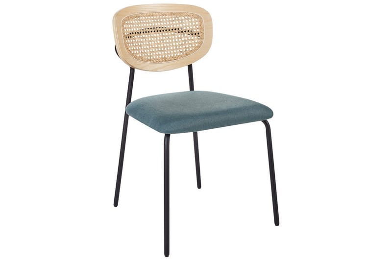 Sett med 2 spisestuestoler Mayetta - Natur, blå, svart - Møbler - Stoler - Spisestuestoler & kjøkkenstoler