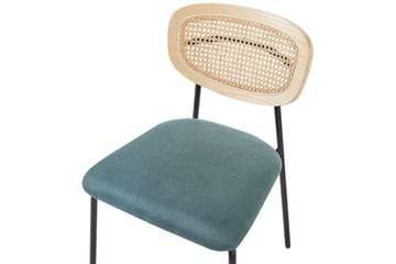 Sett med 2 spisestuestoler Mayetta - Natur, blå, svart - Møbler - Stoler - Spisestuestoler & kjøkkenstoler