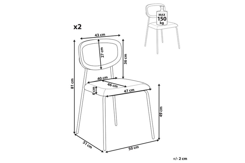 Sett med 2 spisestuestoler Mayetta - Natur, blå, svart - Møbler - Stoler - Spisestuestoler & kjøkkenstoler