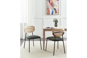 Sett med 2 spisestuestoler Mayetta - Natur, grønn, svart - Møbler - Stoler - Spisestuestoler & kjøkkenstoler