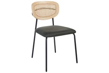 Sett med 2 spisestuestoler Mayetta - Natur, grønn, svart - Møbler - Stoler - Spisestuestoler & kjøkkenstoler