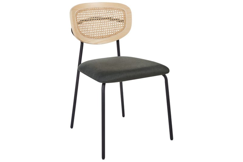 Sett med 2 spisestuestoler Mayetta - Natur, grønn, svart - Møbler - Stoler - Spisestuestoler & kjøkkenstoler